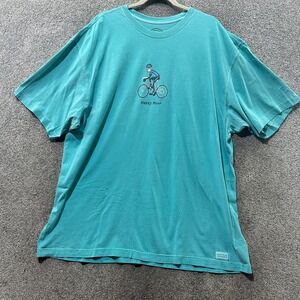 Life is Good Mens T Shirt Happy Hour Bike Graphic Blue XXL Cotton